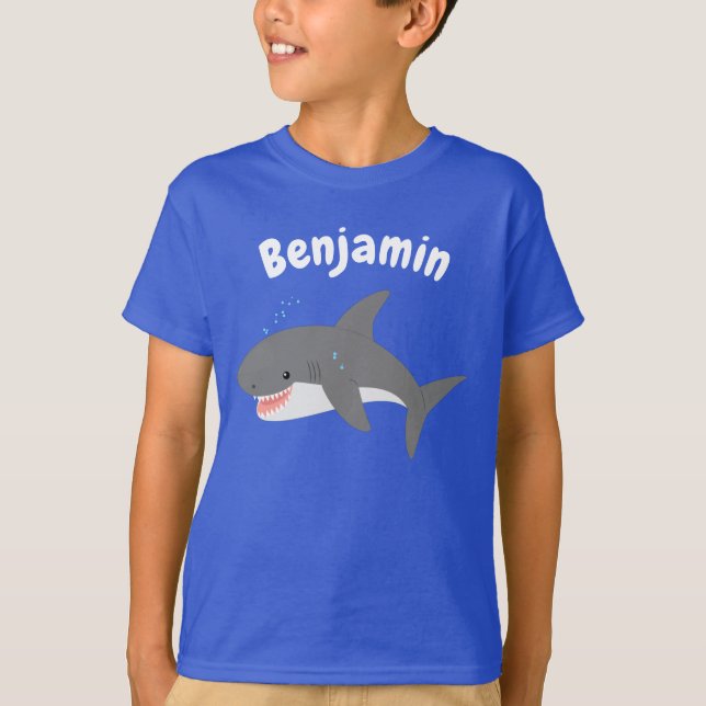 T-shirt Illustration joyeuse du grand requin blanc (Devant)