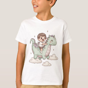 T-shirt Illustration Magique d'un Garçon et d'un Dragon –