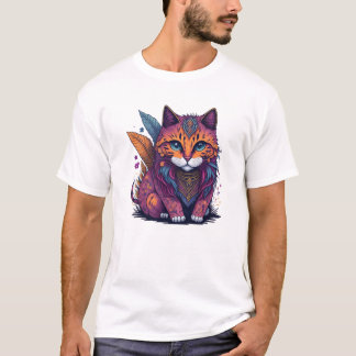 T-shirt Illustration magiqueAquarelle Chat Boho Chat Water