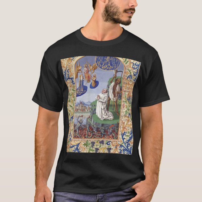T-shirt Illustration médiévale de saint Bernard de Clairva (Devant)