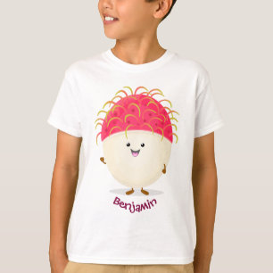 T-shirt Illustration mignon du ramboutan rose