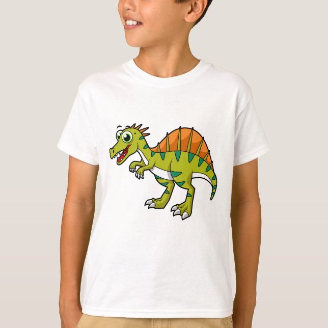 T-shirt Illustration Mignonne D'Un Spinosaure Souriant. (Devant)