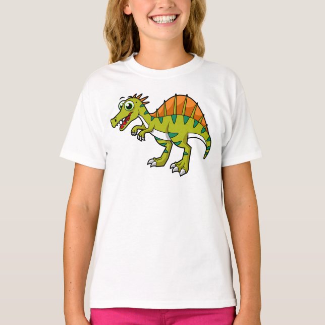 T-shirt Illustration Mignonne D'Un Spinosaure Souriant. (Devant)