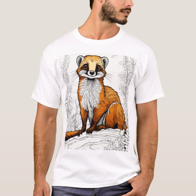T-shirt Illustration mignonne mongole : Style Sticker de d (Devant)