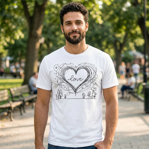 T-shirt Illustration minimaliste de cœur d'amour dessiné à