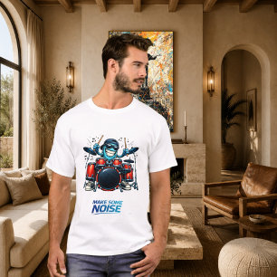 T-shirt Illustration musicale de personnage de batteur ble