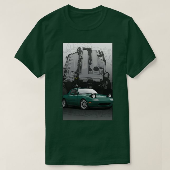 T-shirt Illustration Mx5 Miata NA MK1 avec moteur BP18 (Design devant)