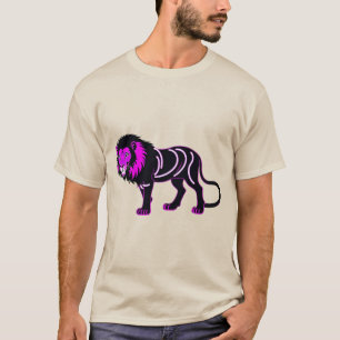 T-shirt Illustration néon vive de lion avec magenta vibran