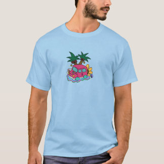 T-shirt Illustration of a car with flowers and insects.