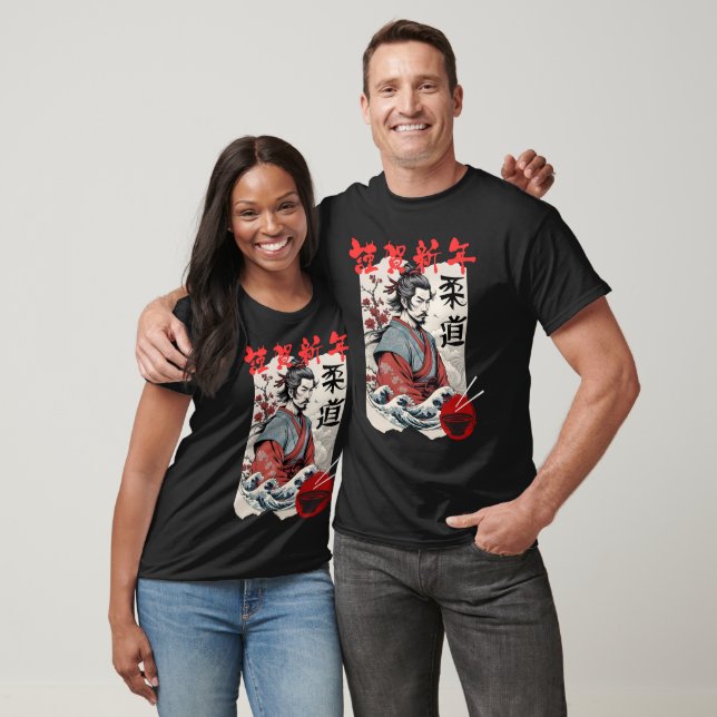 T-shirt Illustration of Samurai with Japanese Stamp (Unisexe)