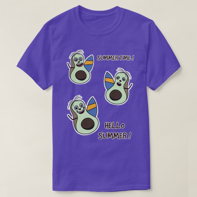 T-shirt Illustration Pack of Avocado Surfing Summer time B (Design devant)