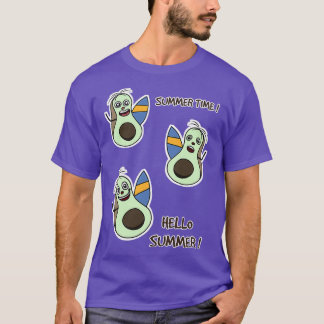 T-shirt Illustration Pack of Avocado Surfing Summer time B