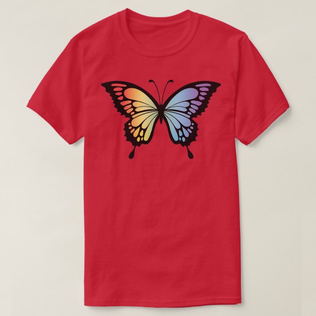 T-shirt Illustration Papillon Design Arc-en-ciel gain déta (Design devant)