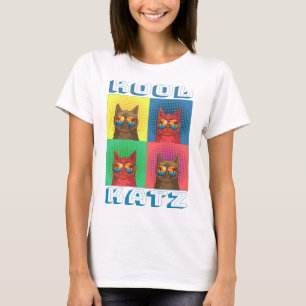 T-shirt Illustration Pop Art de chats cool portant des lun