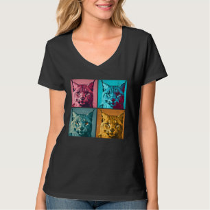 T-shirt Illustration Pop de Bobcat Animal Coloré Femmes Ho