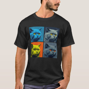 T-shirt Illustration pop de chat Chartreux Animal coloré