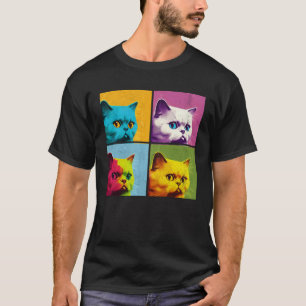 T-shirt Illustration pop de chat Munchkin Animaux colorés 