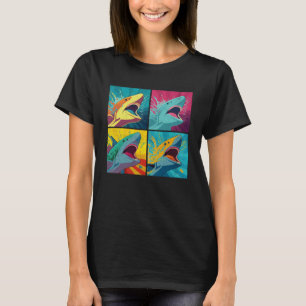 T-shirt Illustration Pop de requin Animaux colorés Femmes 