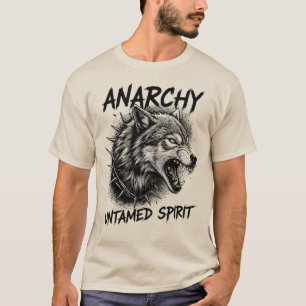 T-shirt Illustration Punk Esprit Indompté Loup Anarchique