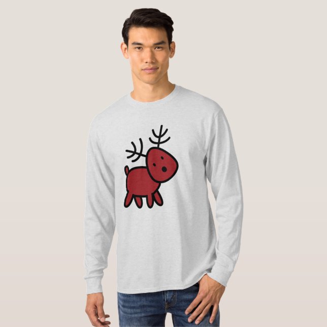 T-shirt Illustration Red Christmas Reindeer (Devant entier)