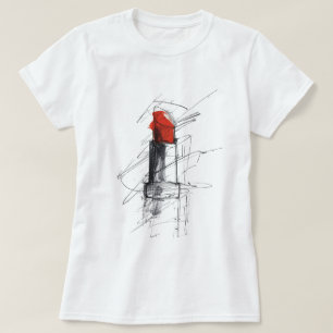 T-shirt Illustration Red Lipstick - Maquillage minimaliste