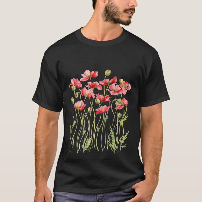 T-shirt Illustration Red Poppies (Devant)