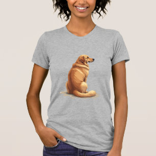 T-shirt Illustration Rétro de Golden Retriever Vue Arrière