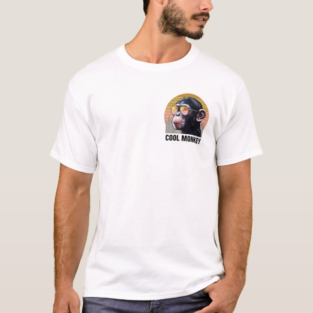 T-shirt Illustration rétro du cool Monkey Chimpanzee (Devant)