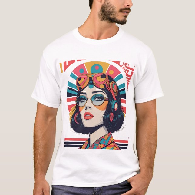 T-shirt Illustration rétro-nostalgique maximaliste d'une f (Devant)