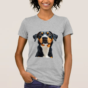 T-shirt Illustration Rétro Portrait de Chien Coloré Vintag