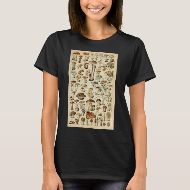 T-shirt Illustration scientifique botanique des champignon (Devant)