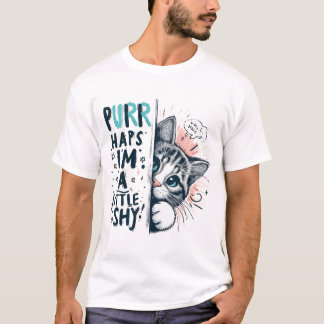T-shirt Illustration Shy Cat Peeking
