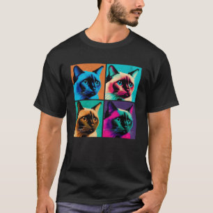 T-shirt Illustration Siamese Cat Pop Animaux colorés Homme