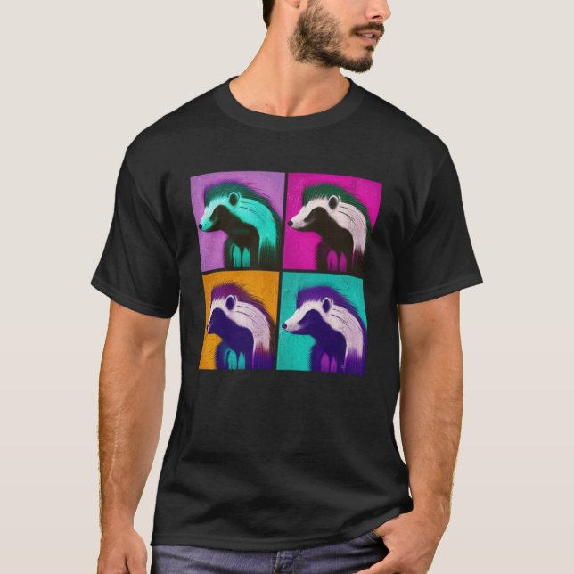 T-shirt Illustration Skunk Pop Animaux de couleur Femmes H (Devant)