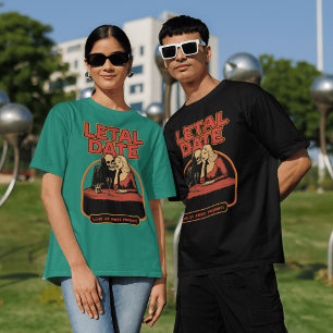 T-shirt Illustration squelette et femme : Halloween unique