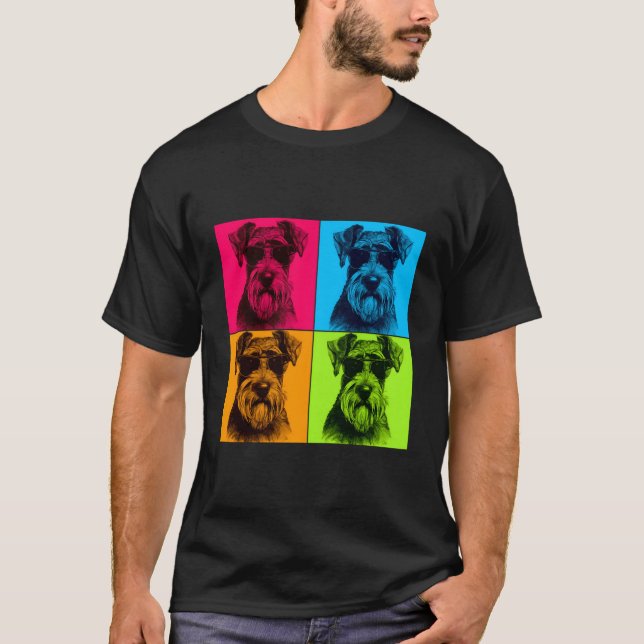 T-shirt Illustration standard Schnauzer Dog Pop Art Design (Devant)