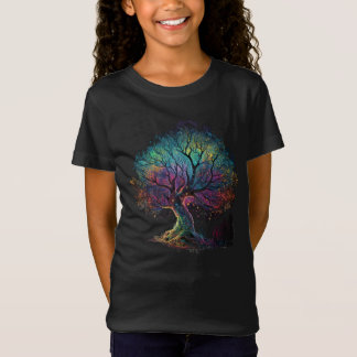 T-Shirt Illustration T-Sh de l'arbre éclairé Aurora Boreal