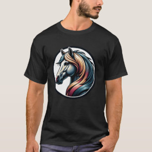 T-shirt Illustration Tête de Cheval Colorée Pour Amateur d