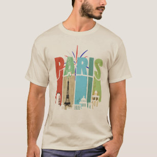 T-shirt Illustration typographique colorée de Paris mettan