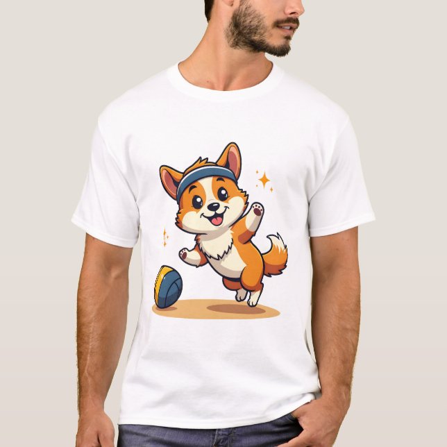 T-shirt Illustration vectorielle de chien de volley-ball C (Devant)