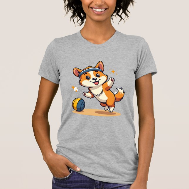 T-shirt Illustration vectorielle de chien de volley-ball C (Devant)