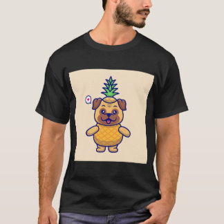 T-shirt Illustration vectorielle de chien pug mignon et an
