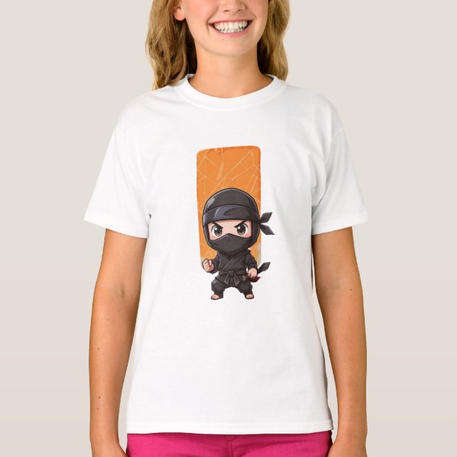 T-shirt Illustration vectorielle de ninja chibi (Devant)