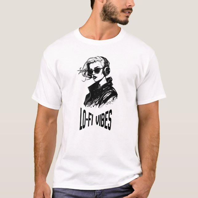 T-shirt Illustration vectorielle de vibes Lo-Fi (Devant)
