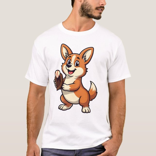 T-shirt Illustration vectorielle d'un dessin animé de corg (Devant)