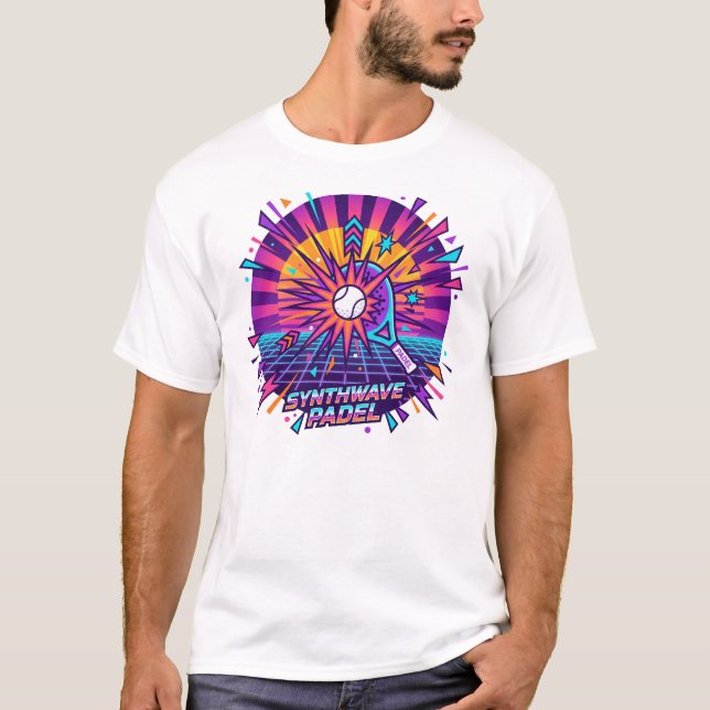 T-shirt Illustration vectorielle rétro Padel Synthwave (Devant)