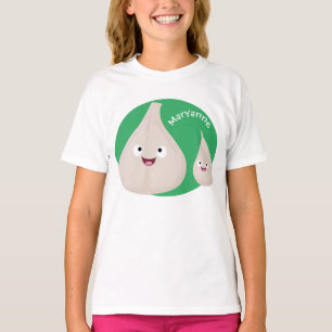 T-shirt Illustration végétale de caricature à l'ail mignon