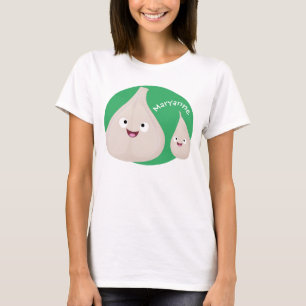 T-shirt Illustration végétale de caricature à l'ail mignon