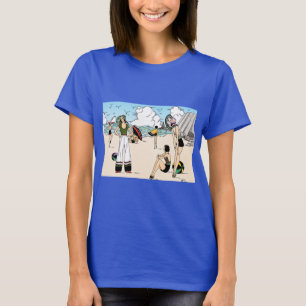 T-shirt Illustration Vintage Art Déco de la Plage des Anné