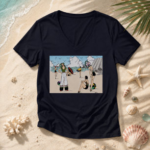 T-shirt Illustration Vintage Art Déco de la Plage des Anné